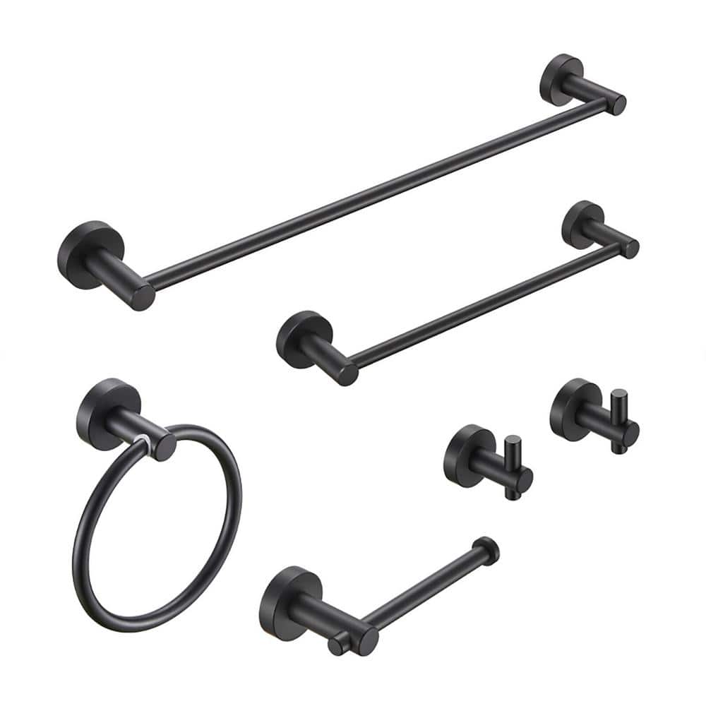 Zeus & Ruta 6Piece Bath Hardware Set with Towel Bar/Rack in Matte