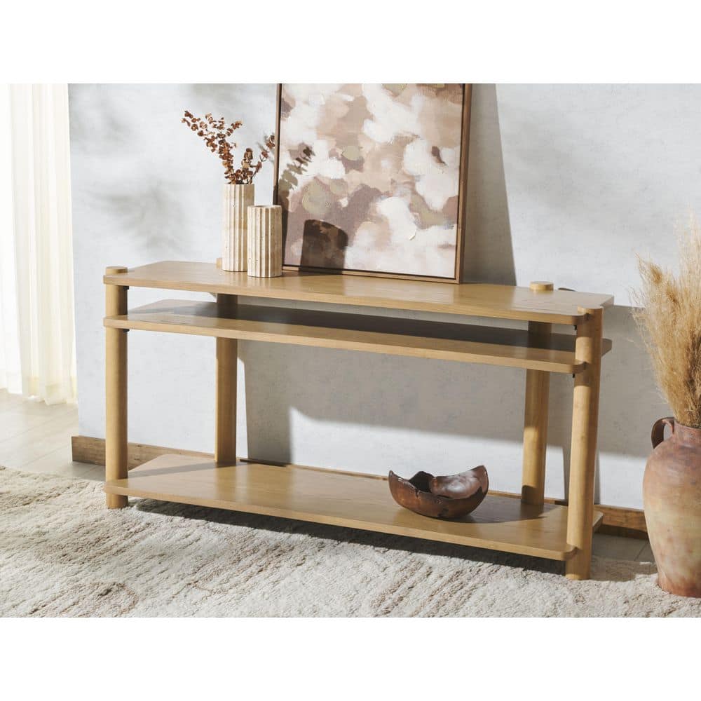 SAFAVIEH Edisyn 17.5 in. Natural Rectangle Wood Console Table