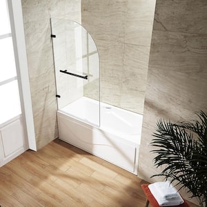 Orion 34 in. W x 58 in. H Pivot Frameless Tub Door in Antique Rubbed Bronze with 5/16 in. (8mm) Clear Glass