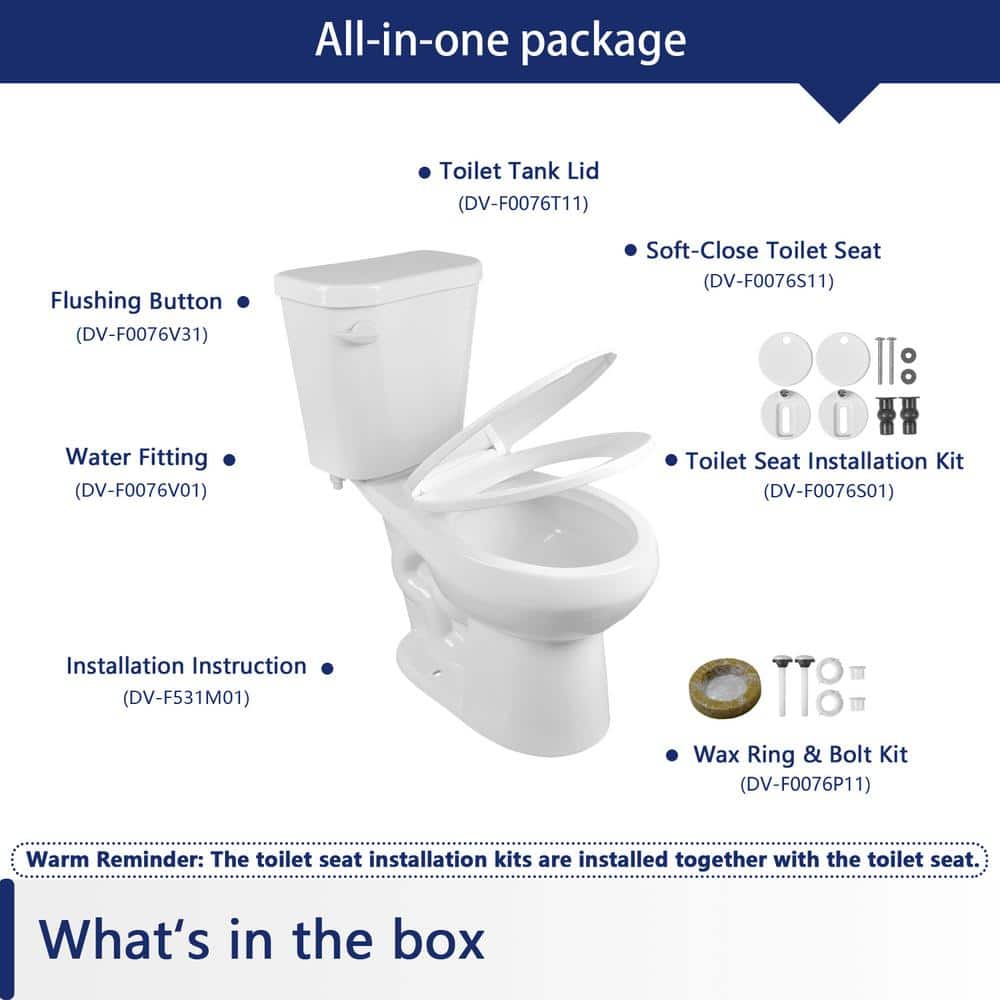 White Round Dual Flush ADA Chair Height Toilet with Soft Close Seat