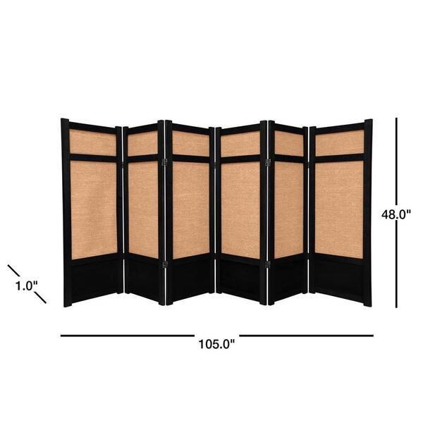 4 ft. Black 6-Panel Room Divider