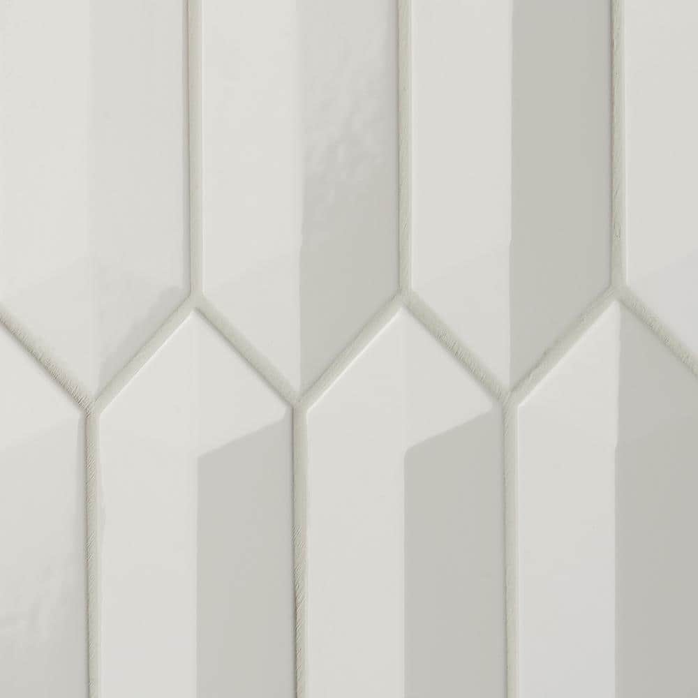White Polished Ceramic Hexagonal Wall Tile, 3x13 inches