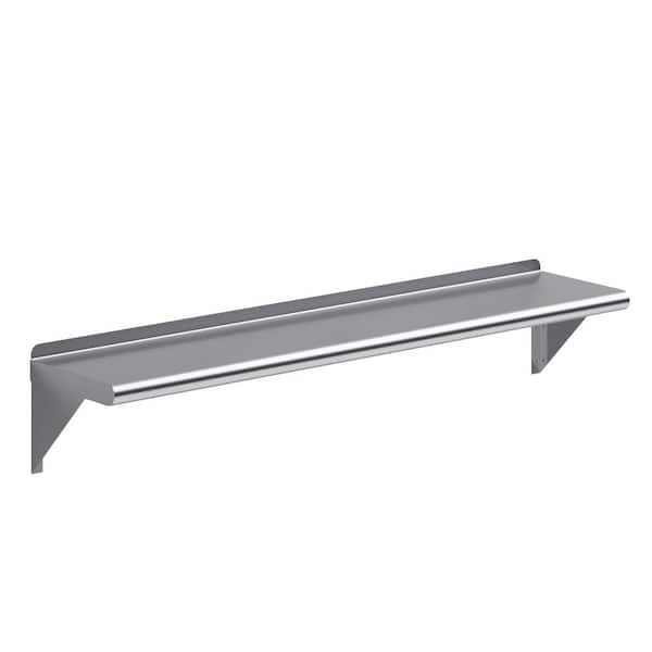 10 in. x 48 in. Stainless Steel Wall Shelf. Kitchen, Restaurant, Garage, Laundry Metal Shelf with Brackets