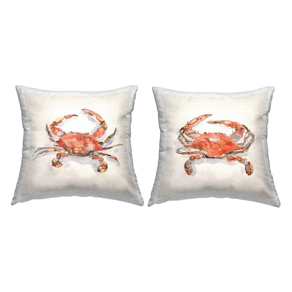 Stupell Industries Nautical Red Crabs Red Square Outdoor Throw Pillow 2-Pack