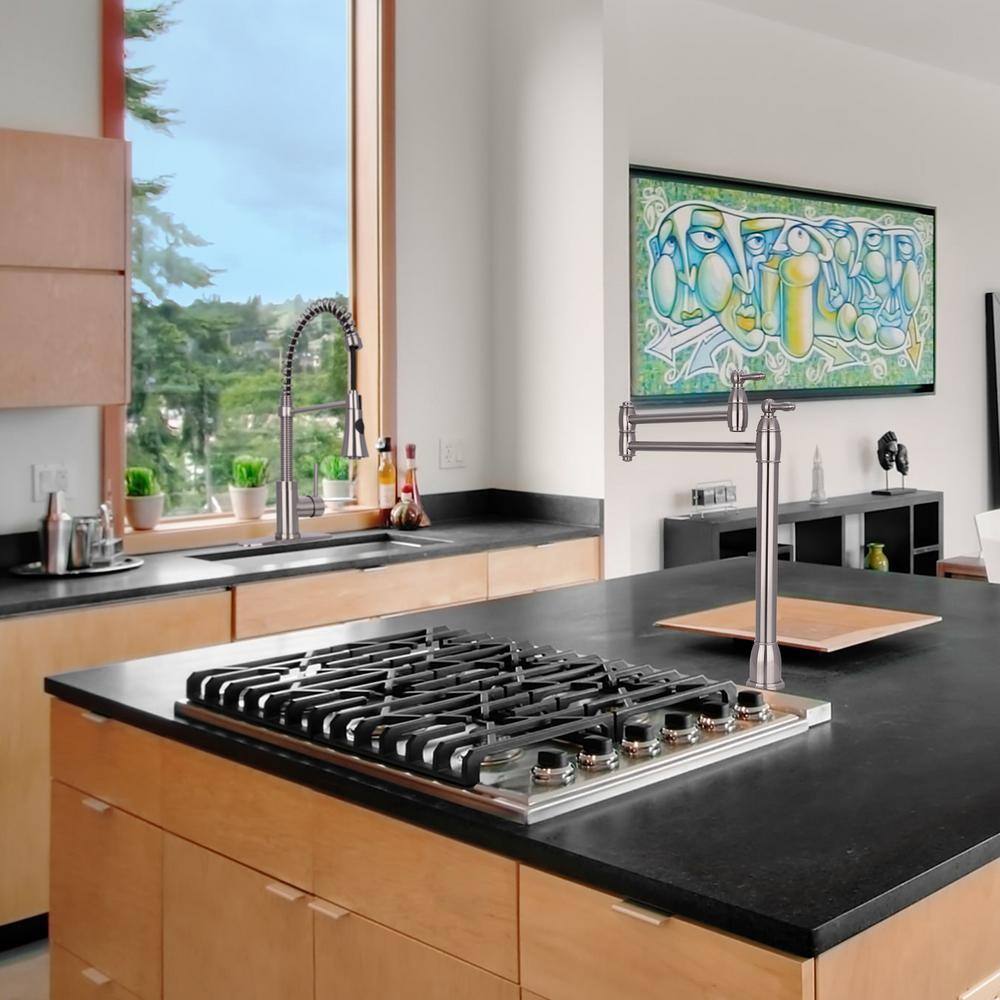 Brushed Nickel Gooseneck High Arc Kitchen Faucet