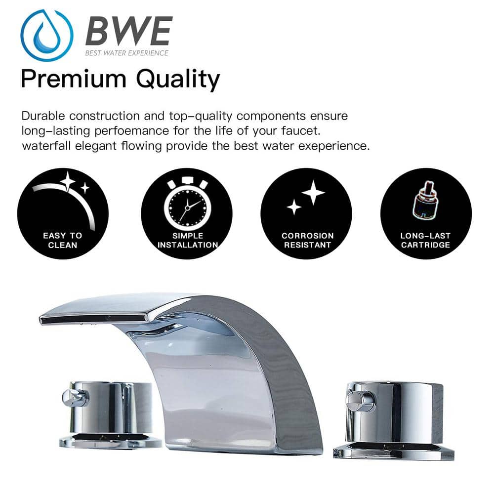 Polished Chrome 8 in. Widespread 2-Handle Bathroom Faucet with LED Light