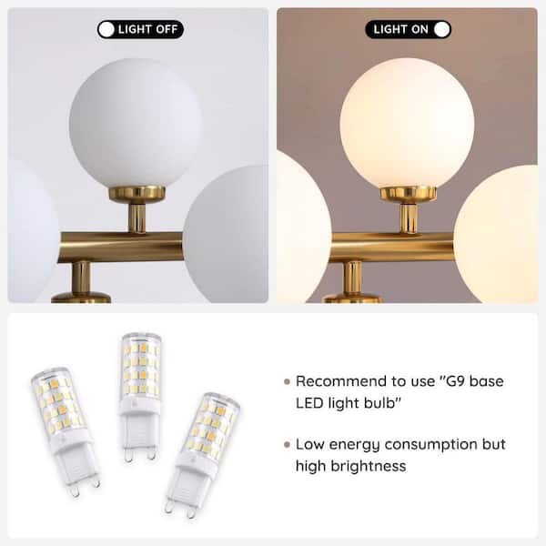 LuminFan 16-Light Gold Glass Globes Linear Chandelier for Living