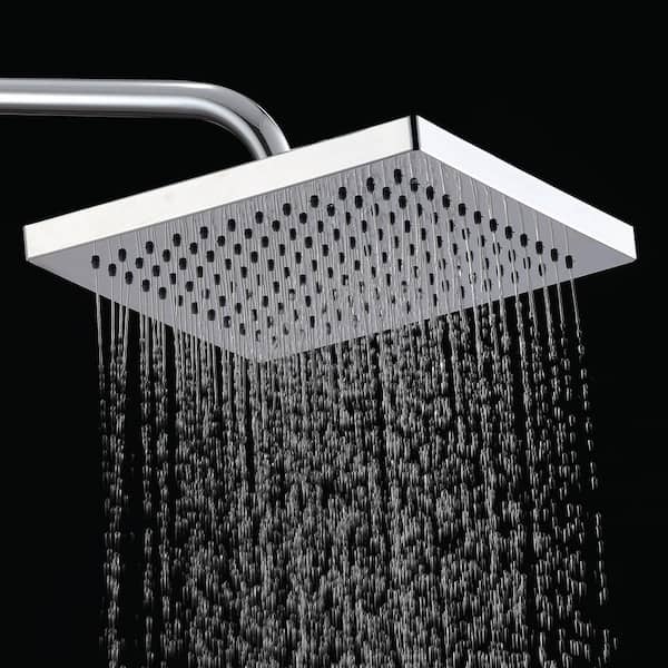 1-Spray 8 in. Single Wall Mount Fixed Rain Shower Head in Polished Chrome