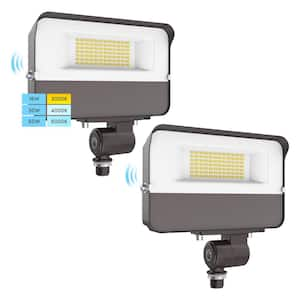 15/30/50-Watt Up to 6500 Lumen Integrated LED Flood Lights Outdoor Dusk to Dawn Sensor 3CCT 3000K-5000K Brown 2-Pack