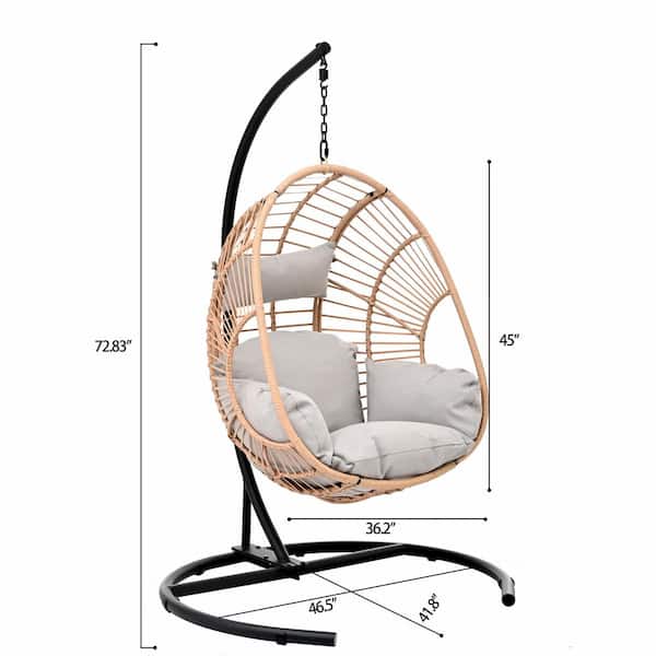 Runesay H Patio Outdoor Indoor Black PE Wicker Swing Egg