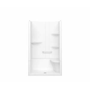 Camelia 48 in. x 34 in. x 79 in. Alcove Shower Stall with Center Drain Base and Right-Hand Seat in White