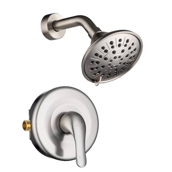 CASAINC 1 Handle 3-Spray Shower Faucet 1.8 GPM with Pressure Balanced Valve in Brushed Nickel