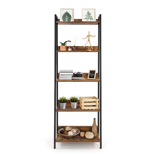 COOGOU Desktop Bookshelf Wood Desk Organizer Book Shelf with 5 Compartments  Storage Shelves for Tabletop Books Holder Stand Display Rack in Home