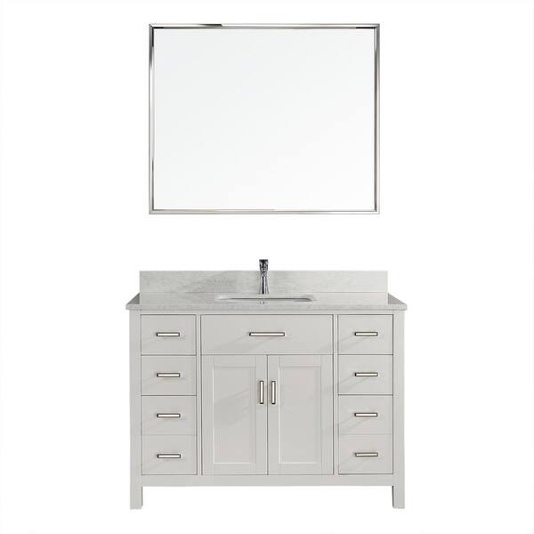 Studio Bathe Kalize II 48 in. W x 22 in. D Vanity in White with Thin Engineered Vanity Top in White with White Basin