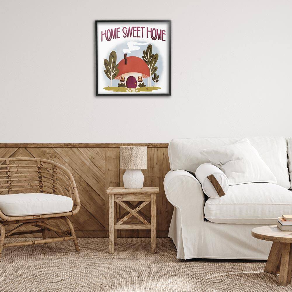 Sweet Home Mushroom Cottage by Sarah Hickman Black Framed Typography Giclee Art Print 24 in. x 24 in. price history on PriceWatchPro