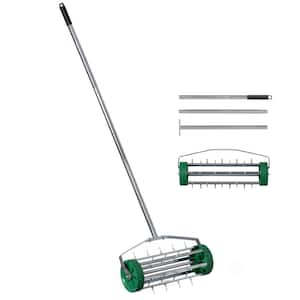 Rolling Spike Lawn Aerator with Sturdy Steel Handle and Sharp Metal Tines to Promote Thick, Deep, and Healthy Grass