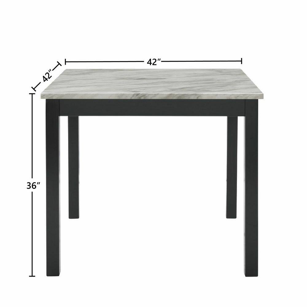 Celeste 5-Piece Black Faux Marble Counter Height Dining Set