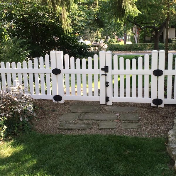 Weatherables Richmond 8 ft. W x 3 ft. H White Vinyl Picket Fence Double Gate