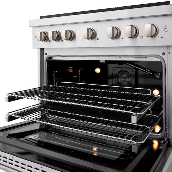 36 in. 6 Burner Freestanding Gas Range with Convection Gas Oven in  Stainless Steel