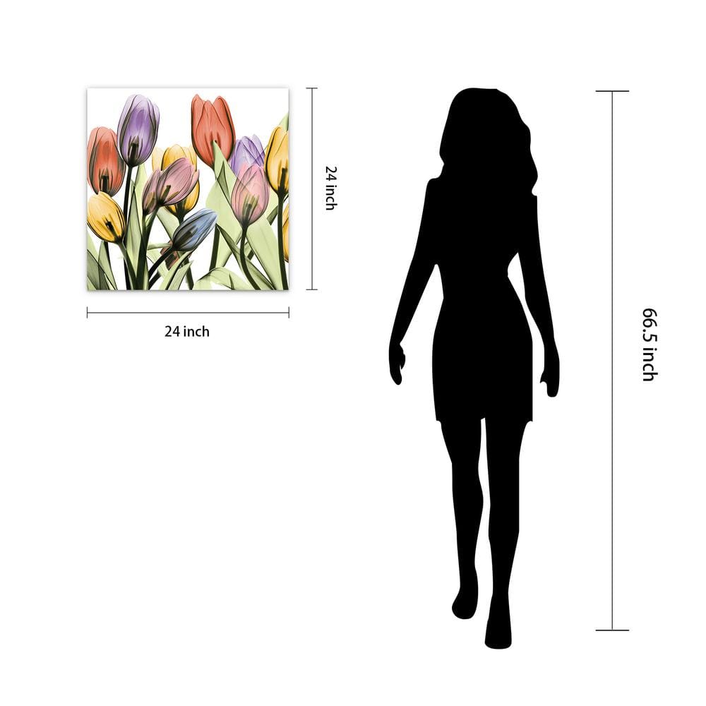 Tulip Scape X-Ray I Colorful Glass Wall Art, 24"