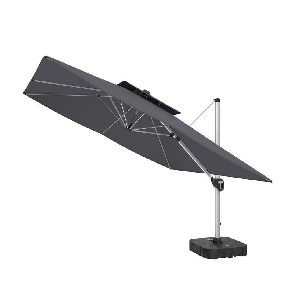 11FT Patio Umbrella Outdoor Square Double Top Umbrella in Drak Gray (with Base) -  Clihome, CL-WGZY3DG-B