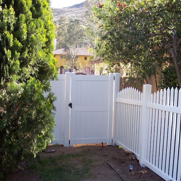 Weatherables Augusta 3.7 ft. W x 8 ft. H White Vinyl Privacy Fence Gate Kit