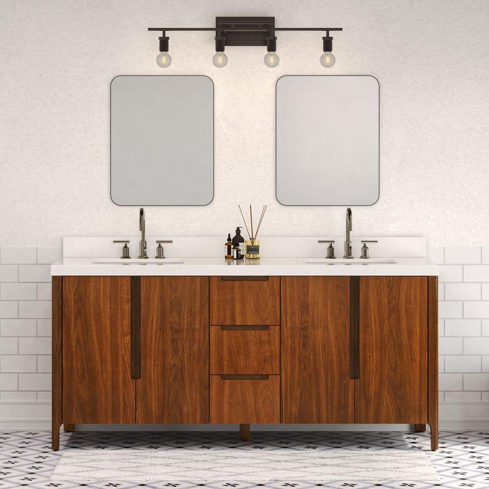 Sequoia 72 In. W x 22 in. D x 34.4 in. H Double Sink Bath Vanity in Noir Juglans with White Quartz Top and Chrome Faucet price history on PriceWatchPro
