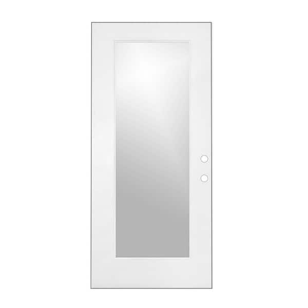 30 in. x 80 in. Left-Hand/Inswing Full Lite Clear Glass Primed White Smooth Fiberglass Front Door Slab