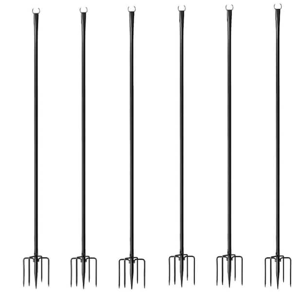 6 Pack 9FT Metal String Light Poles for Outdoor, Lights Hanging Pole Outside with Fork, Light Stand