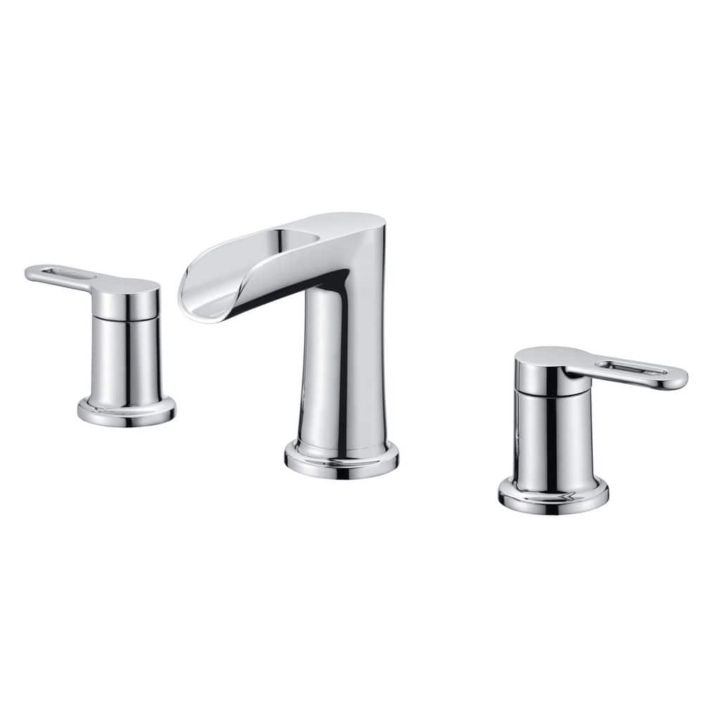 Sozu 8 in. Widespread Double Handle Short-Vessel Lavatory Bathroom Sink Faucet with Drain Assembly in Chrome Polished price history on PriceWatchPro