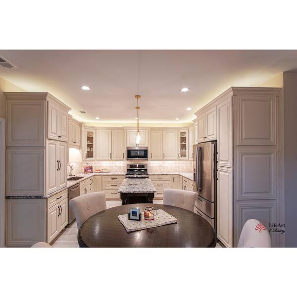 LIFEART CABINETRY Princeton Assembled 21 in. x 36 in. x 12 in. Wall Mullion Door Cabinet with 1-Door 2-Shelves in Off-White