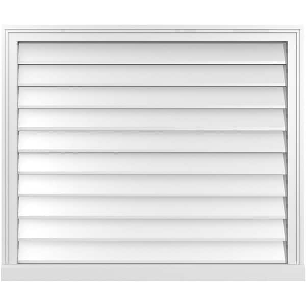 Ekena Millwork 38 in. x 32 in. Vertical Surface Mount PVC Gable Vent: Decorative with Brickmould Sill Frame