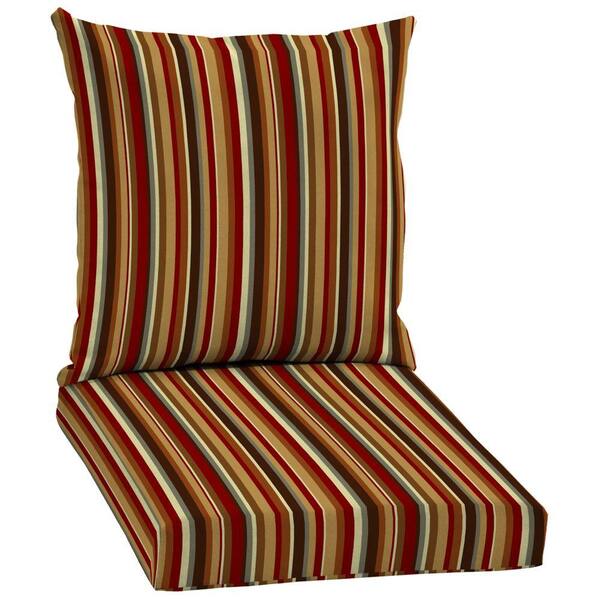 Hampton Bay Rustic Stripe Pillow Back Outdoor Deep Seating Cushion Set