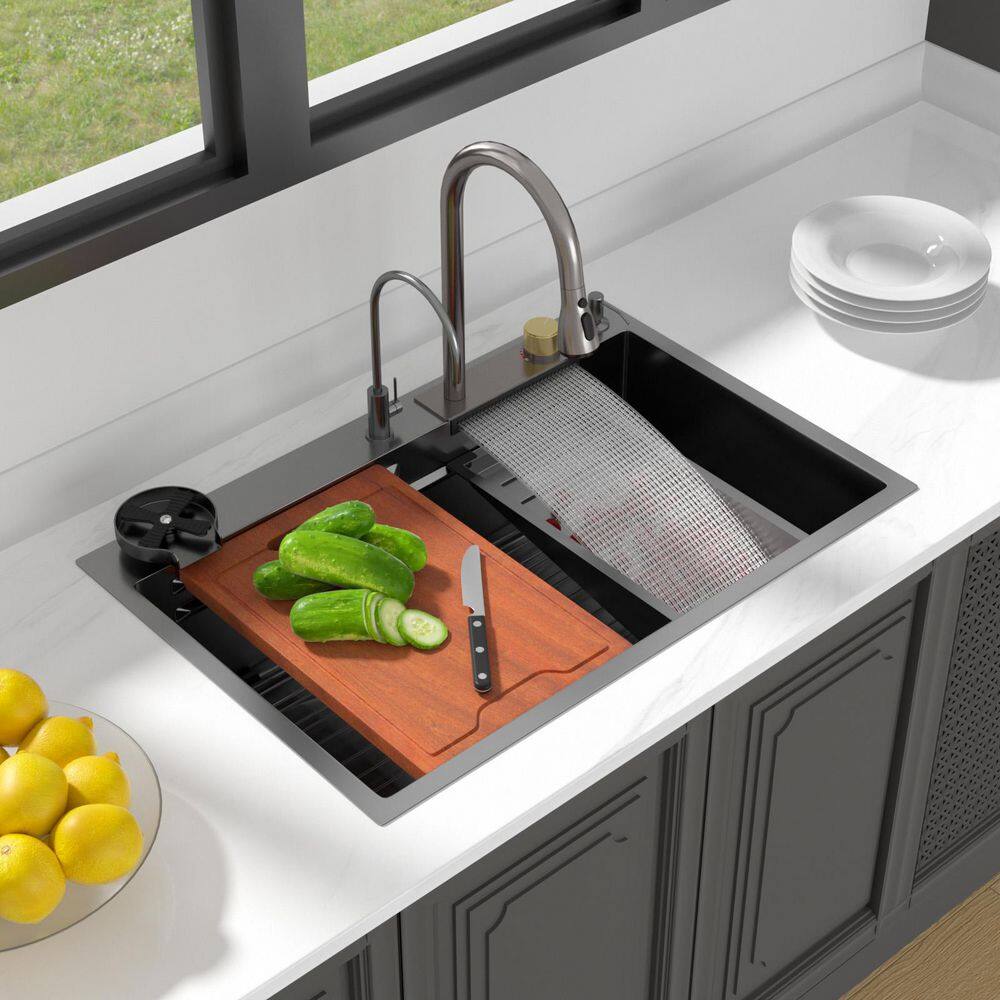 thumbnail image 2 of 20x16 Inch Drop-in Kitchen Sink – 304 Stainless Steel Single Bowl With Sound-Deadening, For RV & Prep Stations 2 of 11