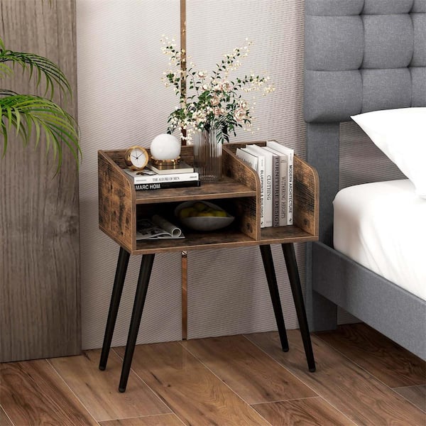 Rustic Coffee 2-Drawer 19.5 in. W Nightstand