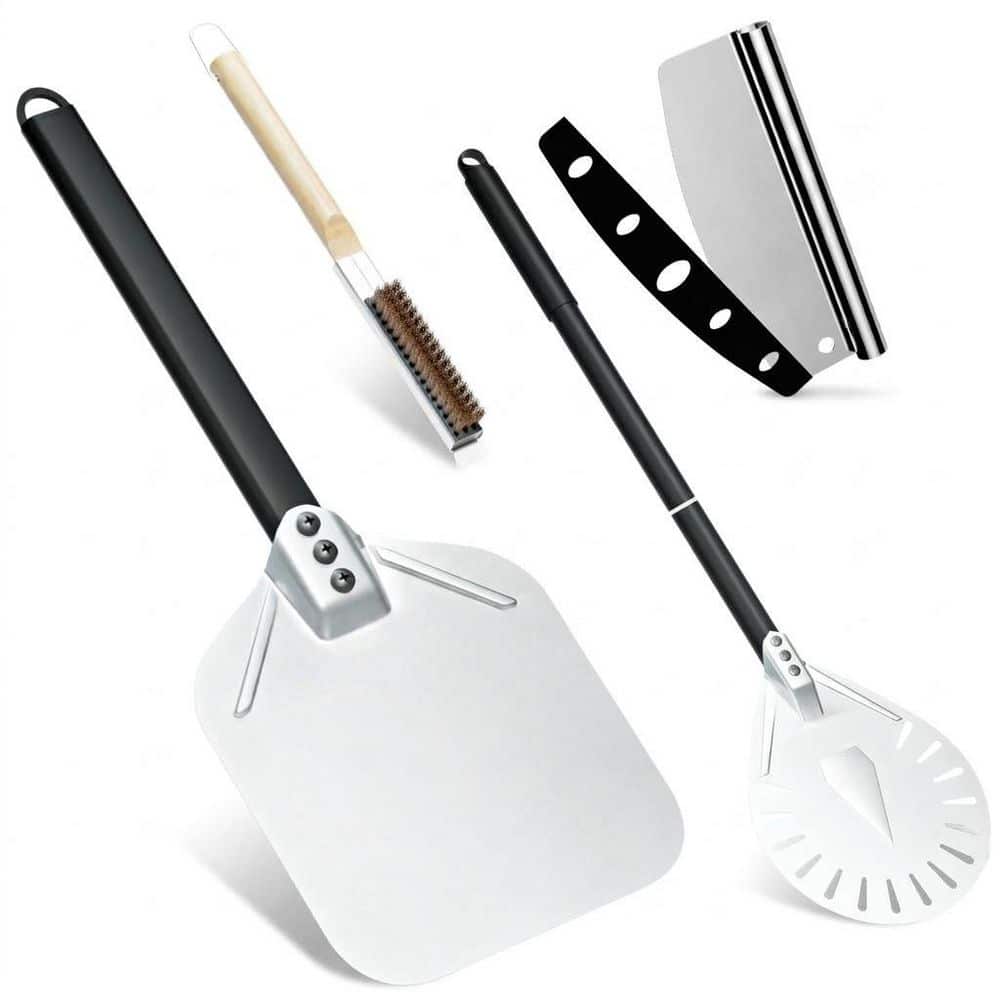 LAIFUCAM Silver Pizza Peel Set Home Pizza Oven Accessories Kit