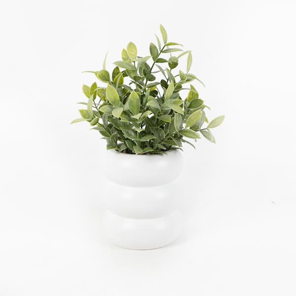 4.75" White Artificial Tealeaf in Ceramic