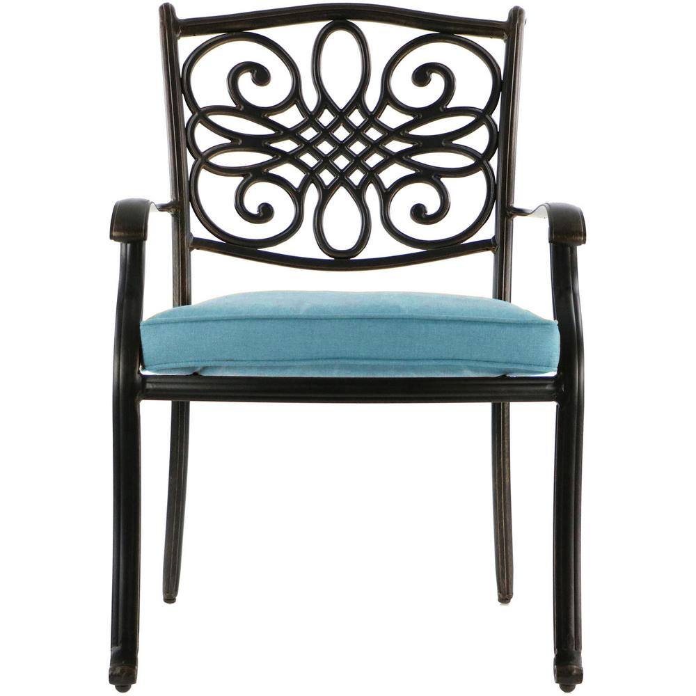 Hanover Traditions 9-Piece Blue Cushion Aluminum Outdoor Dining Set