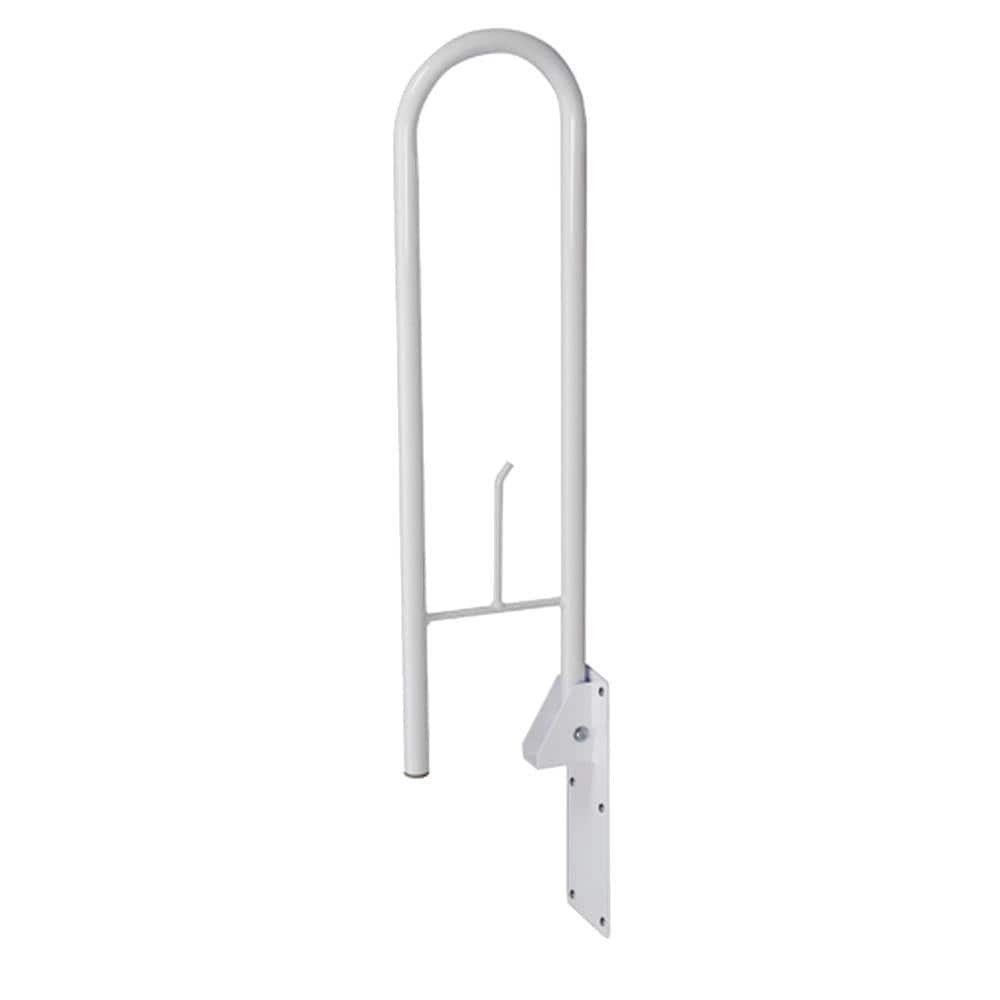 White 30" Powder Coated Steel Foldaway Grab Bar with Toilet Paper Holder