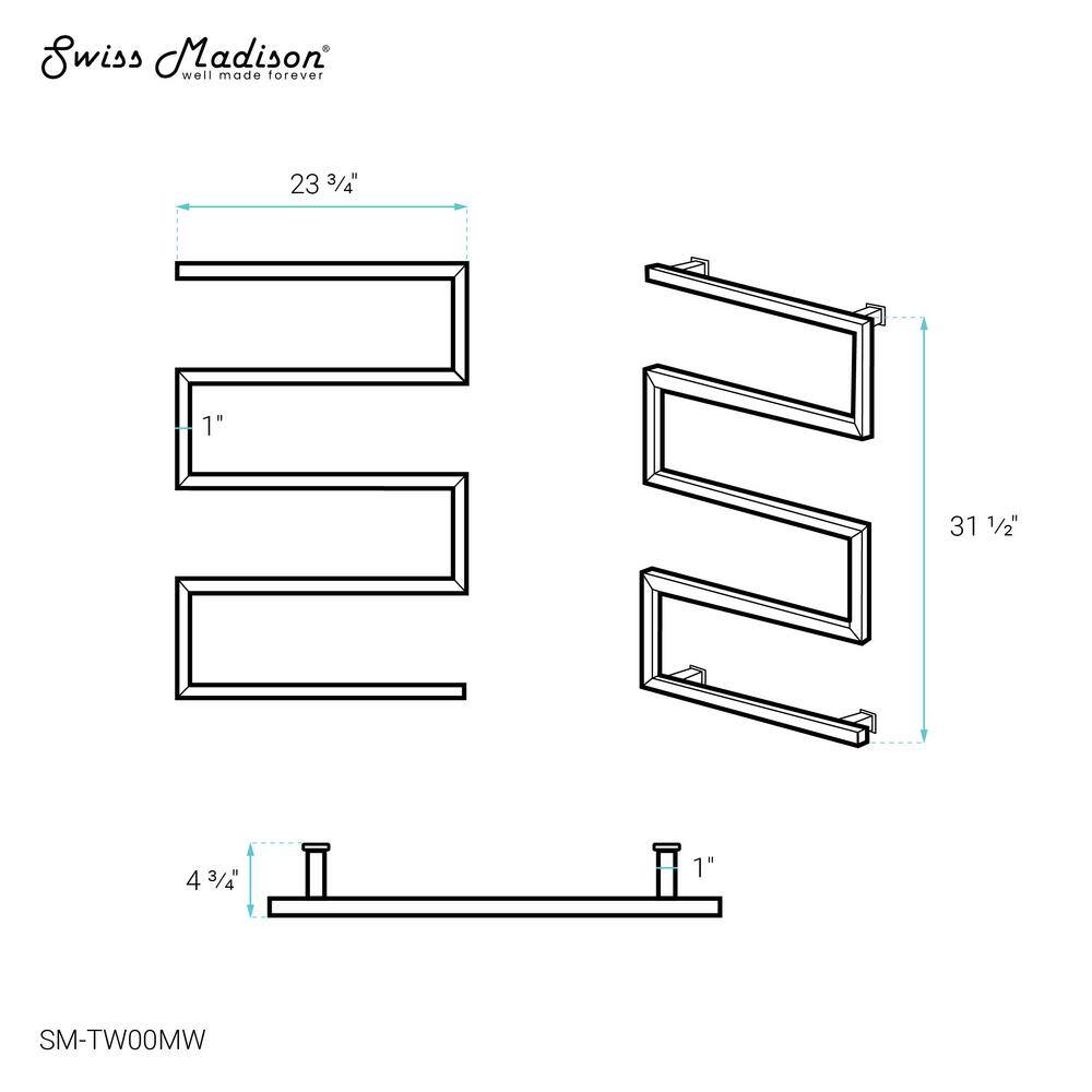 Voltaire 5-Bar Matte White Stainless Steel Electric Towel Warmer
