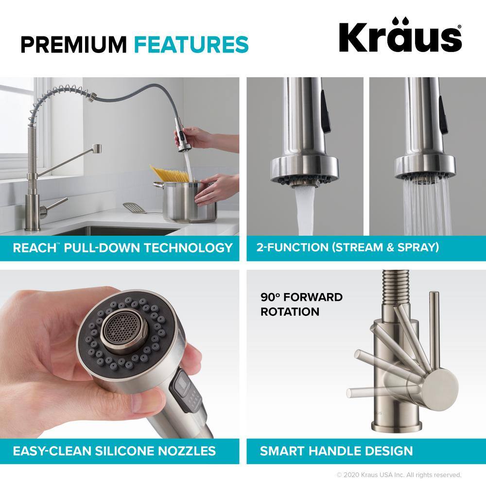 Chrome Commercial Style Pull-Down Kitchen Faucet with Drinking Water Dispenser