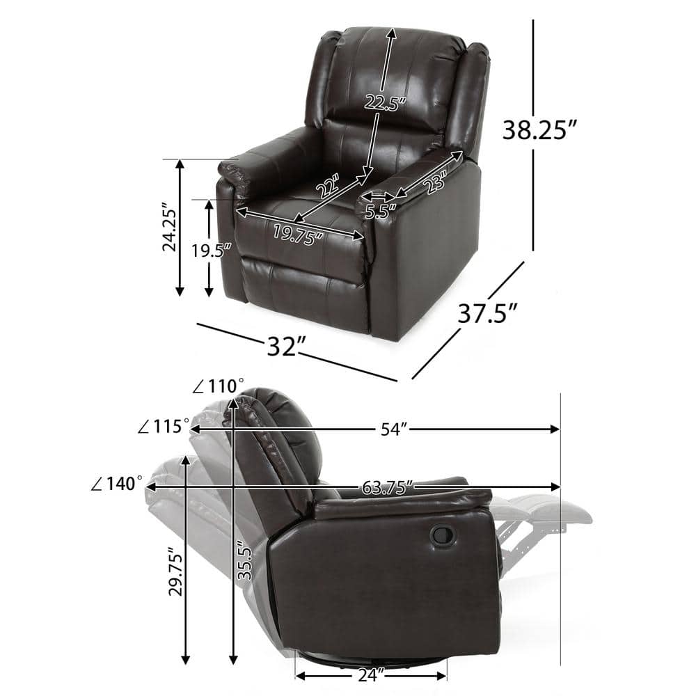 Jemma Brown Leather Swivel Recliner Chair