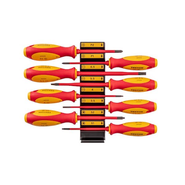 Phillips, Slotted, Square Insulated Screwdriver Set with Modular Organizers, 8-Piece (1-2, 3.5-6.5 mm, 1-2)