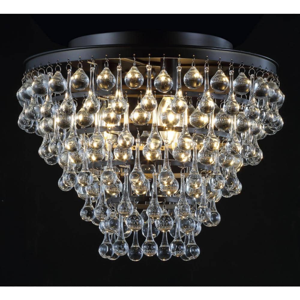 Toronto 16" Crystal LED Flush Mount Chandelier in Bronze