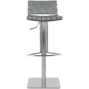 Mitchell 29.5 in. Gray Adjustable Height Stainless Steel Bar Stool