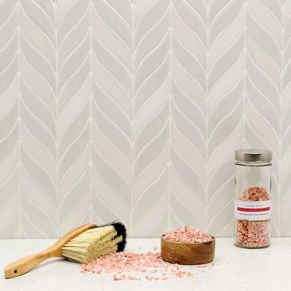 Delphi Sprig Glacier White 11.75 in. x 10.5 in. Marble and Ceramic Mosaic Tile (0.86 sq. ft./Sheet)