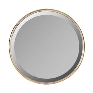 Small Round Antique Bronze Antiqued Beveled Glass Art Deco Mirror (18 in. H x 18 in. W)