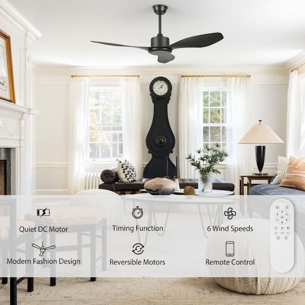 TOZING 48 in. Indoor Modern Windmill Black Low Profile Semi