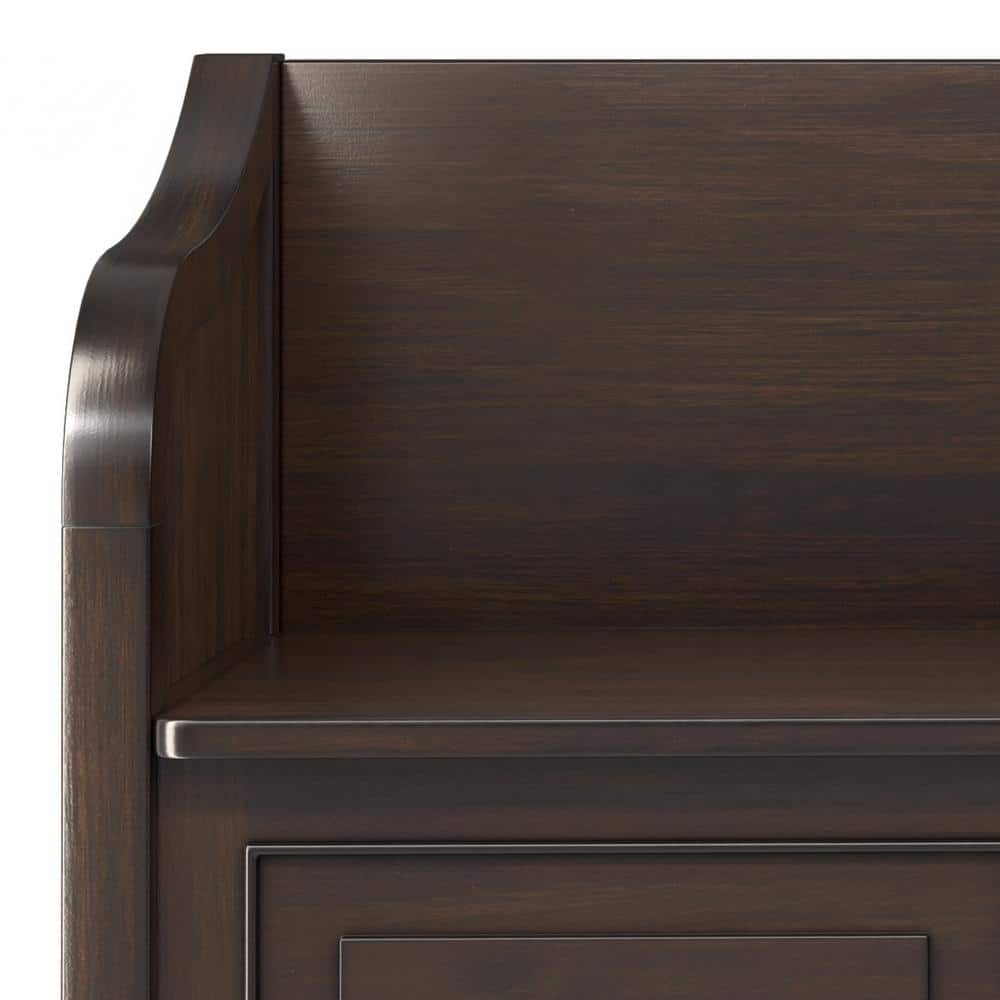 Chestnut Brown Solid Wood Entryway Storage Bench with Flip Lid