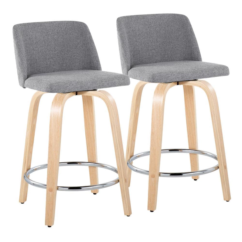 Toriano Gray Swivel Wood and Metal Counter Stool Set